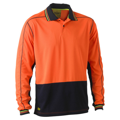 Bisley L/S Hi Vis Breathable Mesh Two Tone Polo Shirt Bisley L/S Hi Vis Breathable Mesh Two Tone Polo Shirt