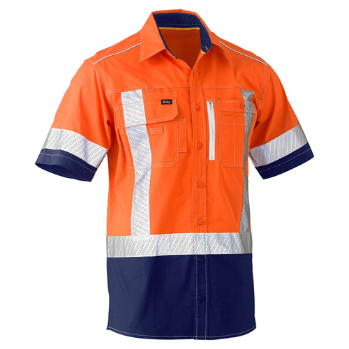 Bisley Flex & Move X Taped Hi Vis Utility Short Sleeve Shirt Bisley Flex & Move X Taped Hi Vis Utility Short Sleeve Shirt