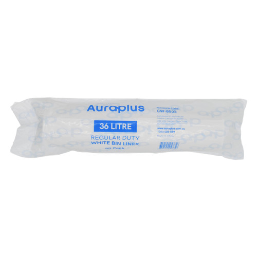 Auraplus Regular Duty Bin Liner 36L White, 15um - Roll of 50 Bags Auraplus Regular Duty Bin Liner 36L White, 15um - Roll of 50 Bags