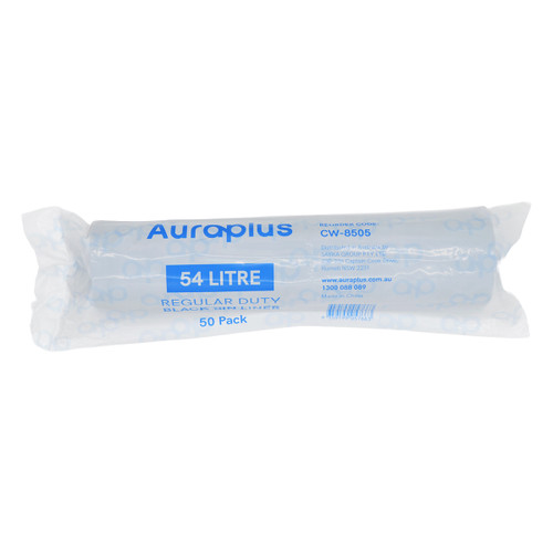 Auraplus Regular Duty Bin Liner 54L Black, 20um - Roll of 50 Bags Auraplus Regular Duty Bin Liner 54L Black, 20um - Roll of 50 Bags
