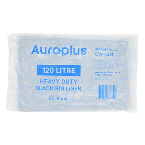 Auraplus Heavy Duty Bin Liner 120L Black, 30um - Pack of 25 Bags Auraplus Heavy Duty Bin Liner 120L Black, 30um - Pack of 25 Bags