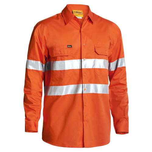 Bisley - 3M Taped Cool Lightweight Hi Vis Drill Long Sleeve Shirt Bisley - 3M Taped Cool Lightweight Hi Vis Drill Long Sleeve Shirt