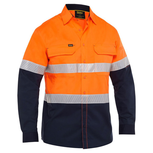 Bisley X Airflow Hi Vis Taped Stretch Ripstop Long Sleeve Shirt Bisley X Airflow Hi Vis Taped Stretch Ripstop Long Sleeve Shirt