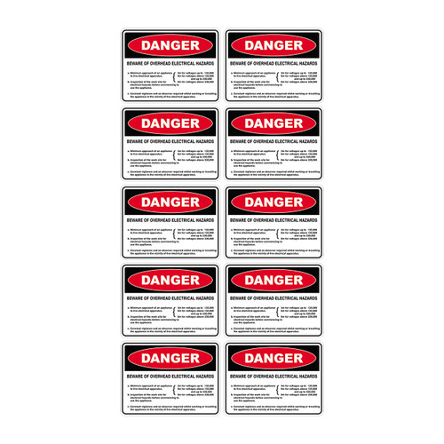 Danger Sign - Beware of Overhead Electric Hazard SSD-1075
