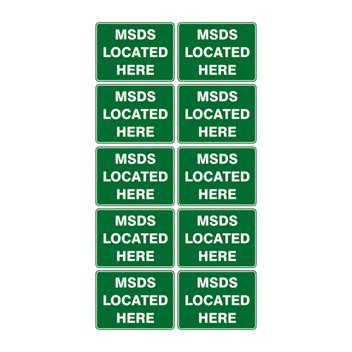 Emergency Sign - MSDS Located Here 76160