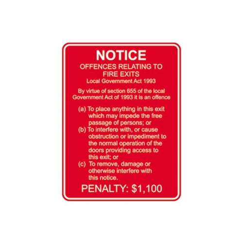 Fire Sign - Offences Related to Fire Exits