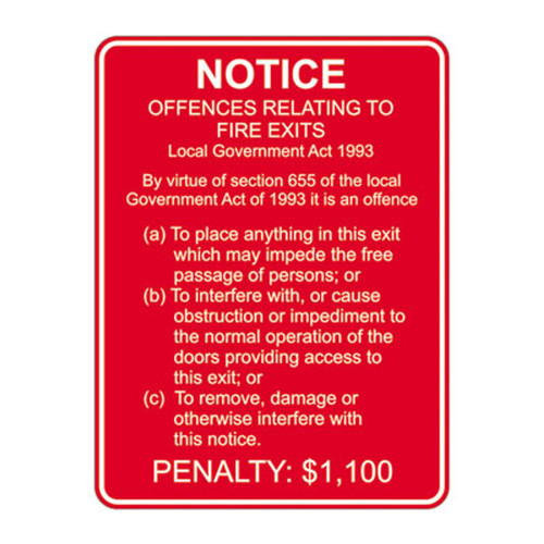 Fire Sign - Offences Related to Fire Exits