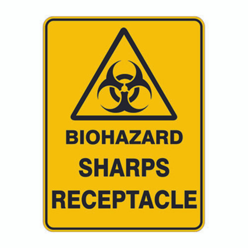 Warning Sign - Biohazard Sharps Receptacle Warning Sign - Biohazard Sharps Receptacle