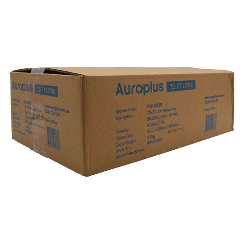 Auraplus Heavy Duty Bin Liner 72-77L Black, 30um - Roll of 50 Bags - Full Carton (5 Packs) Auraplus Heavy Duty Bin Liner 72-77L Black, 30um - Roll of 50 Bags - Full Carton (5 Packs)