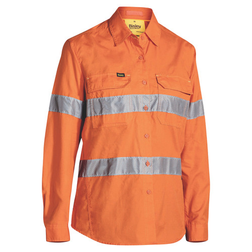 Bisley Womens 3M Taped X Airflow Ripstop Hi Vis Long Sleeve Shirt Bisley Womens 3M Taped X Airflow Ripstop Hi Vis Long Sleeve Shirt