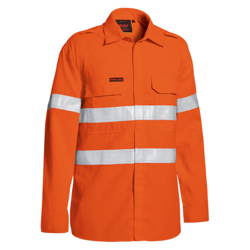Bisley Tencata Tecasafe Plus 480 Taped Hi Vis Lightweight Flame Resistant Vented Long Sleeve Shirt Bisley Tencata Tecasafe Plus 480 Taped Hi Vis Lightweight Flame Resistant Vented Long Sleeve Shirt