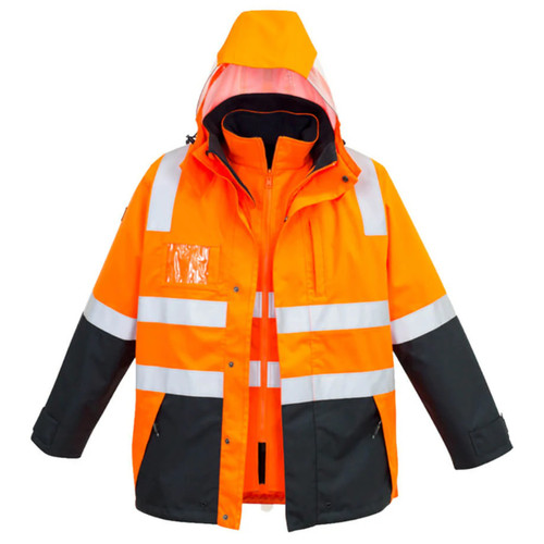 Syzmik Mens Hi Vis 4 in 1 Taped Waterproof Jacket Syzmik Mens Hi Vis 4 in 1 Taped Waterproof Jacket