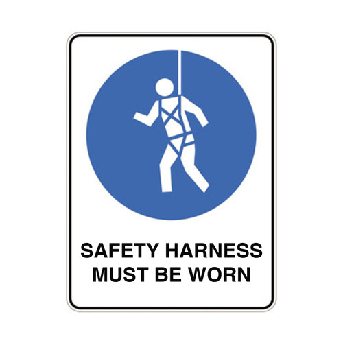 Mandatory Sign - Safety Harness Must Be Worn Mandatory Sign - Safety Harness Must Be Worn