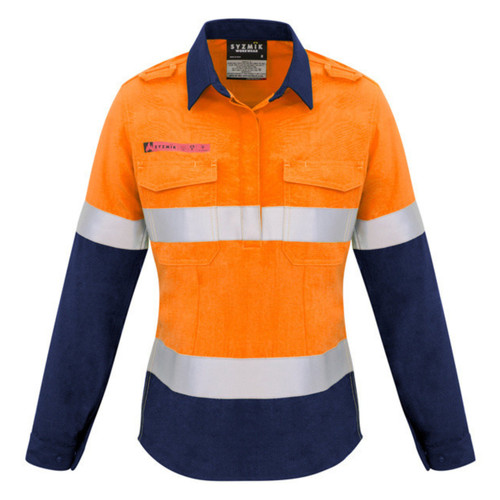 METATech Womens Closed Front Hooped Tape Spliced Shirt METATech Womens Closed Front Hooped Tape Spliced Shirt
