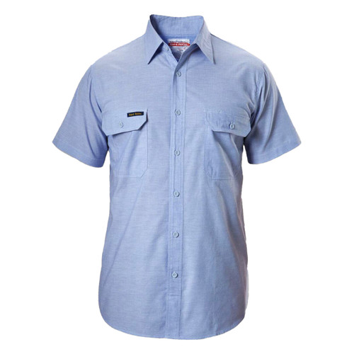 Hard Yakka Short Sleeve Chambray Open Front Cotton Work Shirt Hard Yakka Short Sleeve Chambray Open Front Cotton Work Shirt