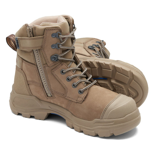 Blundstone Unisex Rotoflex Stone Nubuck Zip Side Safety Boot Blundstone Unisex Rotoflex Stone Nubuck Zip Side Safety Boot