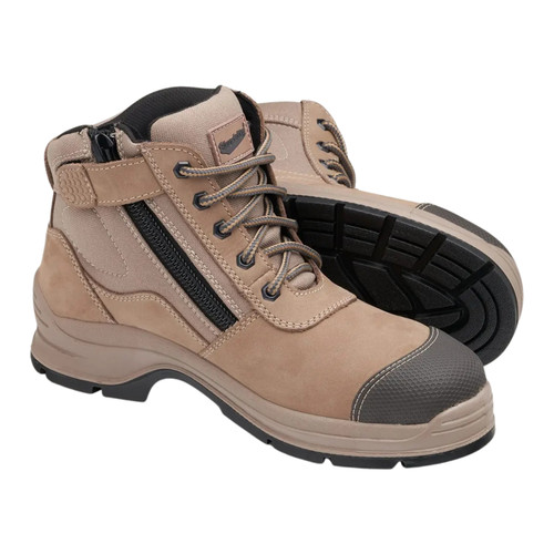 Blundstone Stone Nubuck Zip Side Ankle Safety Hiker Blundstone Stone Nubuck Zip Side Ankle Safety Hiker