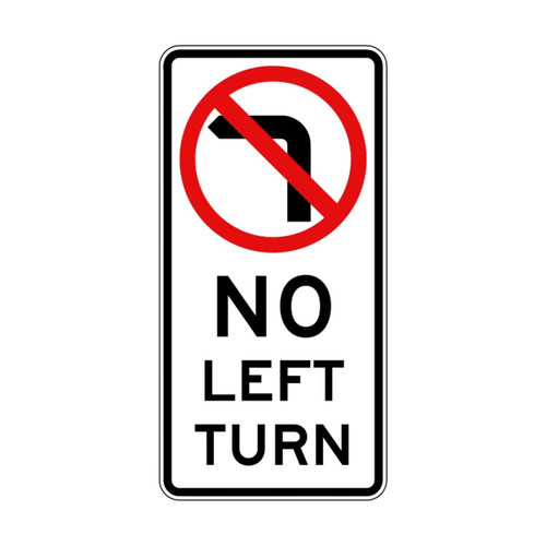 Regulatory No Left Turn Sign - 450 x 900mm R2-6AL-NSW