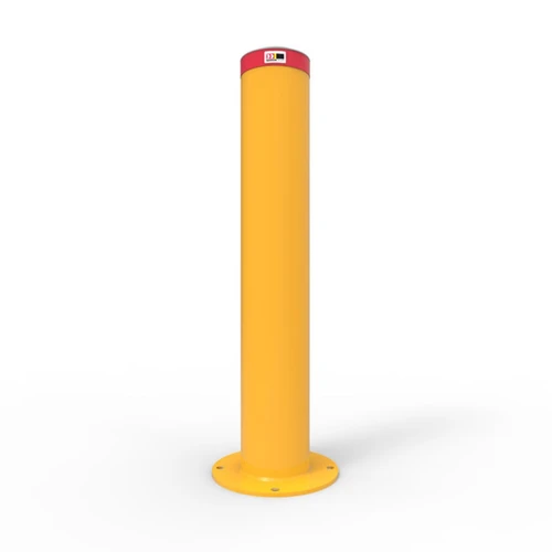 Yellow Powdercoated Surface Mount Bollard - 1300mmH x 220mm Diameter 60704