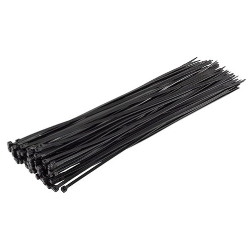 370mm x 7.6mm Black Cable Ties - Pack of 100 FE-164