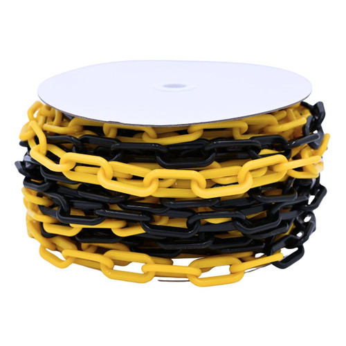 8mm Black/Yellow Plastic Chain - 25m Roll BF-2082