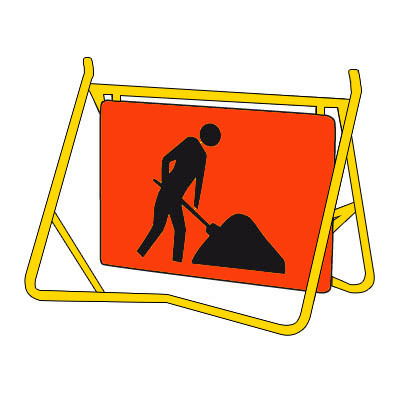 Workers Ahead Swing Sign 900 x 600mm Diamond Grade SS-T1-5DGA