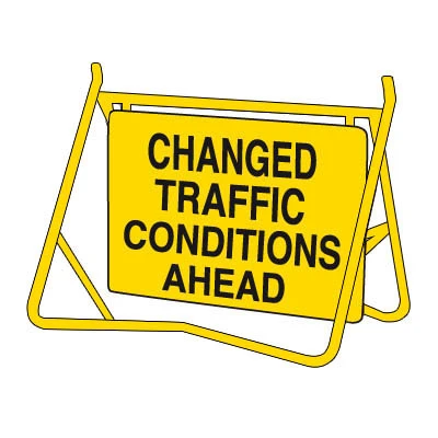 Changed Traffic Conditions Ahead Swing Sign Set (Complete) 900 x 600mm 61215