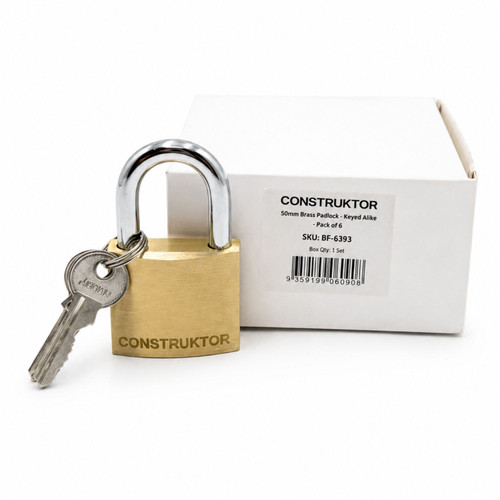 50mm Brass Padlock - Keyed Alike - Pack of 6 BF-6393