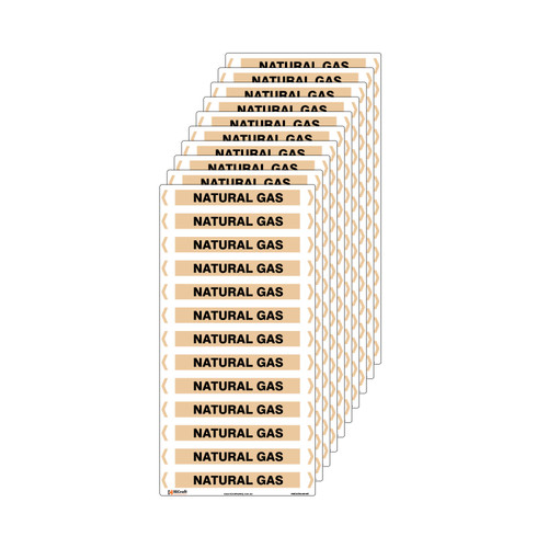 Natural Gas Pipe Marker - 200 x 100mm - Pack of 10 Natural Gas Pipe Marker - 200 x 100mm - Pack of 10