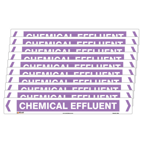 Chemical Effluent Pipe Marker - 475 x 60mm - Pack of 10 Chemical Effluent Pipe Marker - 475 x 60mm - Pack of 10