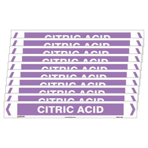 Citric Acid Pipe Marker - 475 x 60mm - Pack of 10 Citric Acid Pipe Marker - 475 x 60mm - Pack of 10