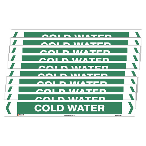 Cold Water Pipe Marker - 475 x 60mm - Pk 10 Cold Water Pipe Marker - 475 x 60mm - Pk 10