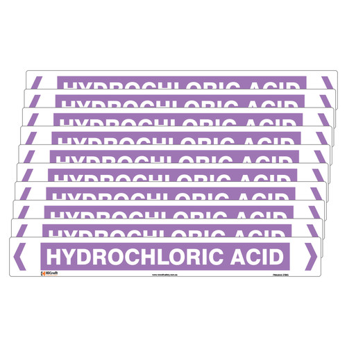 Hydrochloric Acid Pipe Marker - 475 x 60mm - Pack of 10 Hydrochloric Acid Pipe Marker - 475 x 60mm - Pack of 10
