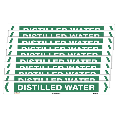 Distilled Water Pipe Marker - 475 x 60mm - Pack of 10 Distilled Water Pipe Marker - 475 x 60mm - Pack of 10