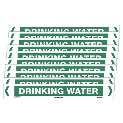 Drinking Water Pipe Marker - 475 x 60mm - Pack of 10 Drinking Water Pipe Marker - 475 x 60mm - Pack of 10