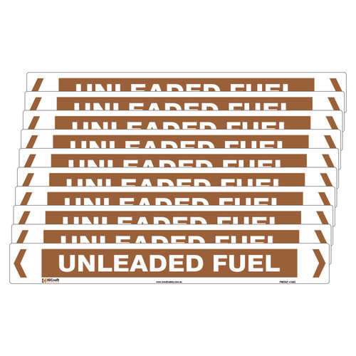 Unleaded Fuel Pipe Marker - 475 x 60mm - Pack of 10 Unleaded Fuel Pipe Marker - 475 x 60mm - Pack of 10