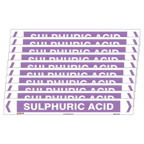 Sulphuric Acid Pipe Marker - 475 x 60mm - Pack of 10 Sulphuric Acid Pipe Marker - 475 x 60mm - Pack of 10