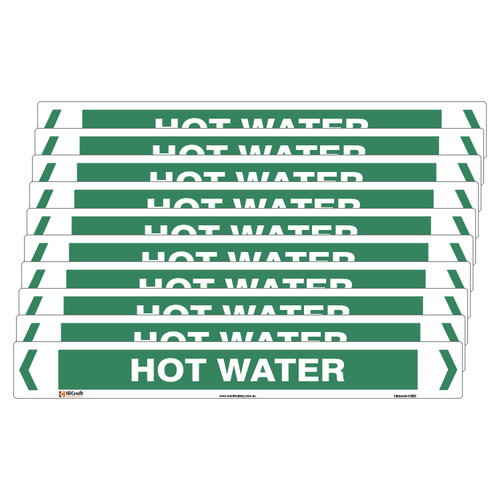 Hot Water Pipe Marker - 475 x 60mm - Pk 10 Hot Water Pipe Marker - 475 x 60mm - Pk 10