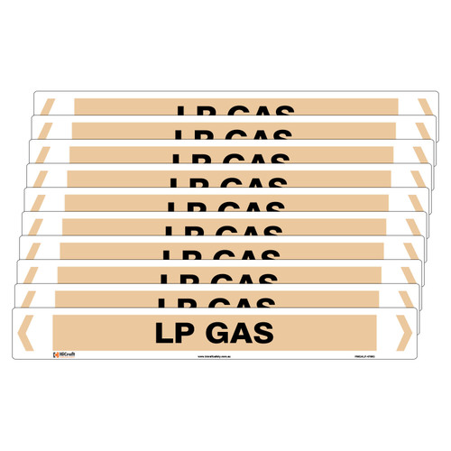 LP Gas Pipe Marker - 475 x 60mm - Pack of 10 LP Gas Pipe Marker - 475 x 60mm - Pack of 10