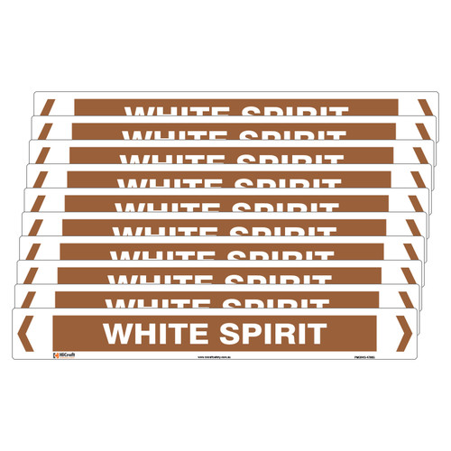 White Spirit Pipe Marker - 475 x 60mm - Pack of 10 White Spirit Pipe Marker - 475 x 60mm - Pack of 10