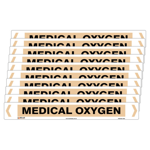 Medical Oxygen Pipe Marker - 475 x 60mm - Pk 10 Medical Oxygen Pipe Marker - 475 x 60mm - Pk 10