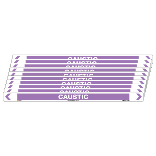 Caustic Pipe Marker - 475 x 31mm - Pack of 10 Caustic Pipe Marker - 475 x 31mm - Pack of 10