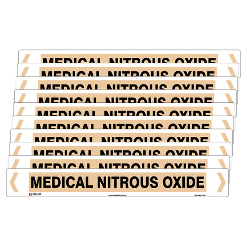 Medical Nitrous Oxide Pipe Marker - 475 x 60mm - Pack of 10 Medical Nitrous Oxide Pipe Marker - 475 x 60mm - Pack of 10