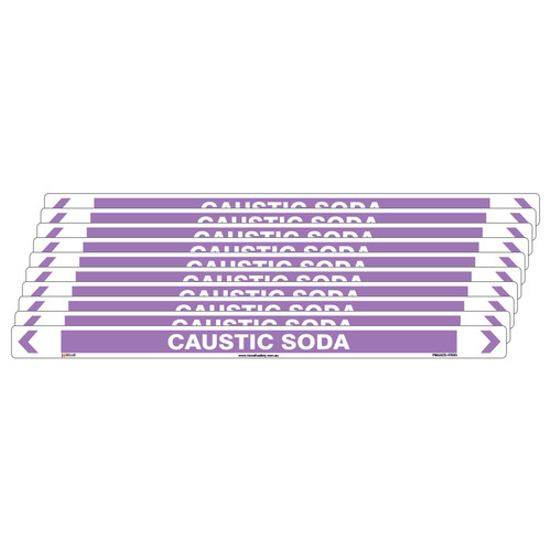 Caustic Soda Pipe Marker - 475 x 31mm - Pack of 10 Caustic Soda Pipe Marker - 475 x 31mm - Pack of 10