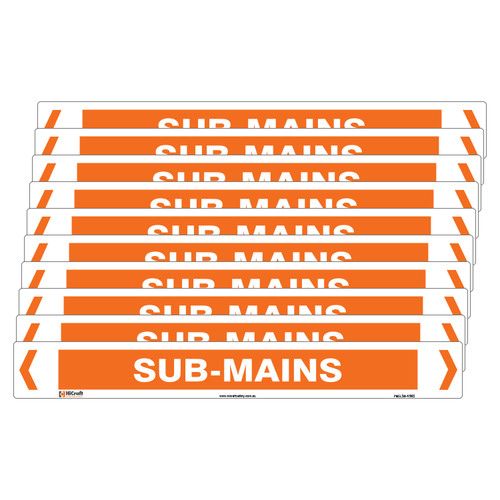 Sub-Mains Pipe Marker - 475 x 60mm - Pk 10 Sub-Mains Pipe Marker - 475 x 60mm - Pk 10