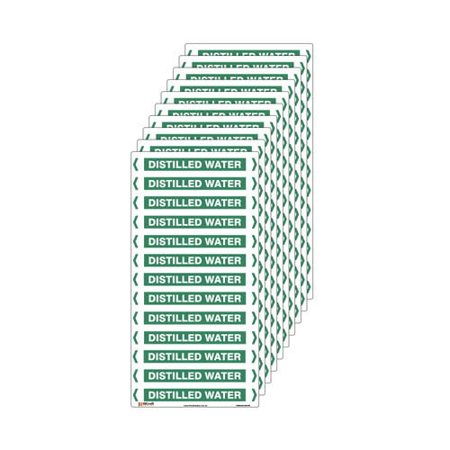 Distilled Water Pipe Marker - 200 x 100mm - Pk 10 Distilled Water Pipe Marker - 200 x 100mm - Pk 10
