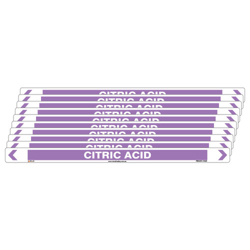 Citric Acid Pipe Marker - 475 x 31mm - Pack of 10 Citric Acid Pipe Marker - 475 x 31mm - Pack of 10
