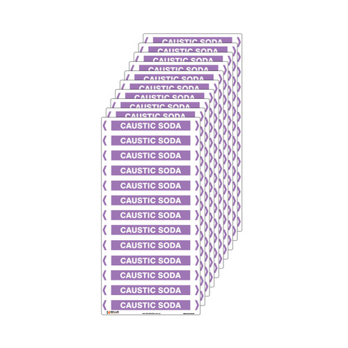 Caustic Soda Pipe Marker - 200 x 100mm - Pk 10 Caustic Soda Pipe Marker - 200 x 100mm - Pk 10