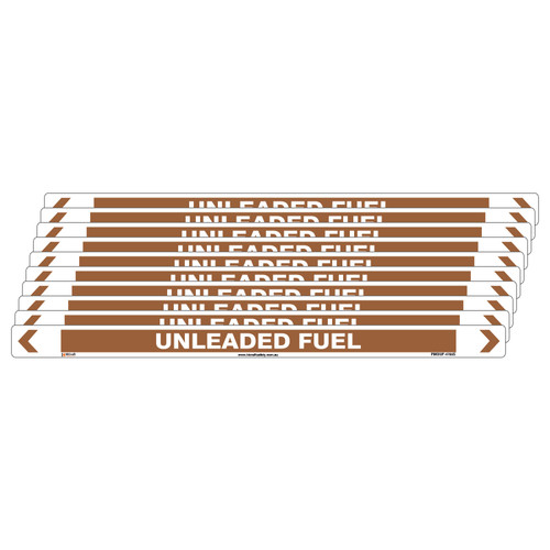 Unleaded Fuel Pipe Marker - 475 x 31mm - Pack of 10 Unleaded Fuel Pipe Marker - 475 x 31mm - Pack of 10
