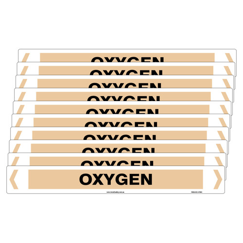 Oxygen Pipe Marker - 475 x 60mm - Pack of 10 Oxygen Pipe Marker - 475 x 60mm - Pack of 10